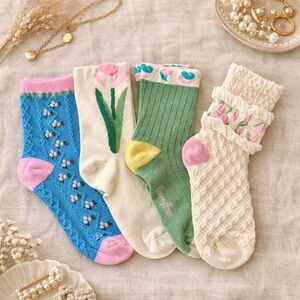 Floral and Patterned Socks Set